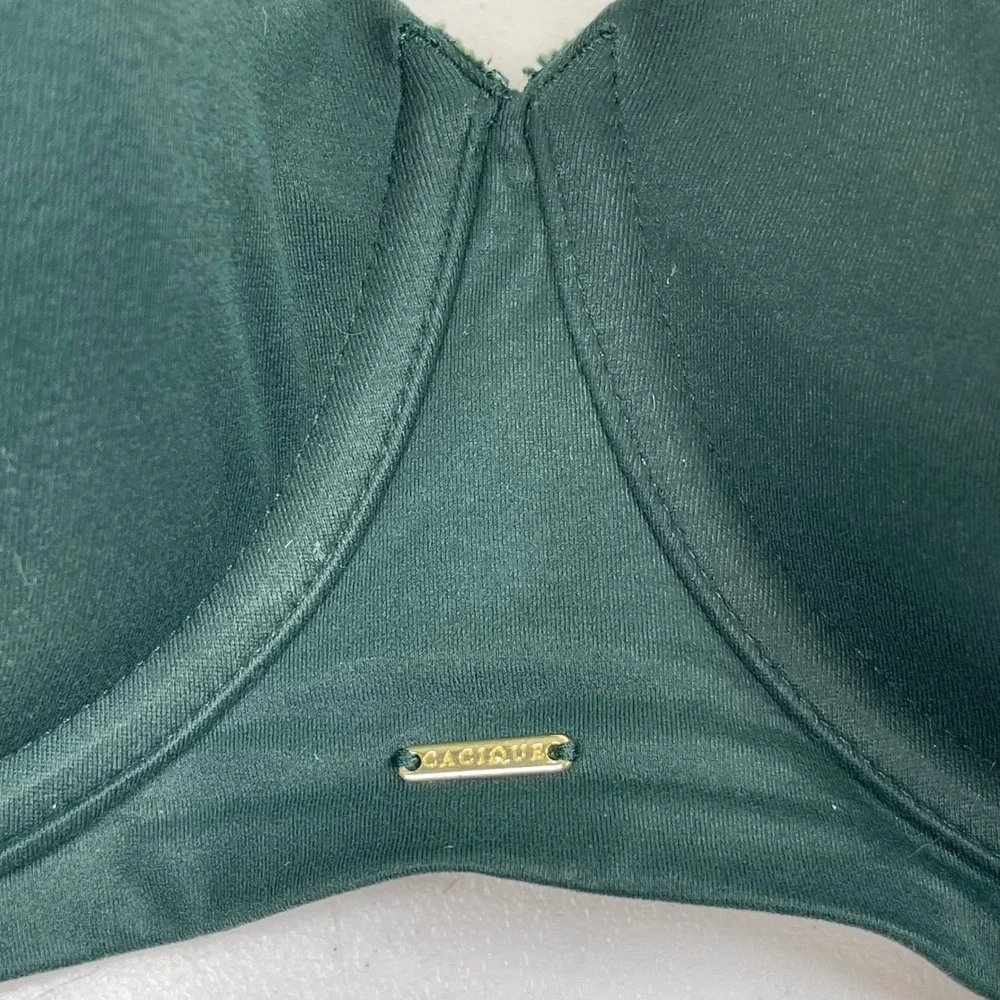 Cacique Lightly Lined Balconette Bra Women 48D‎ Green Underwire Smoothing Wings